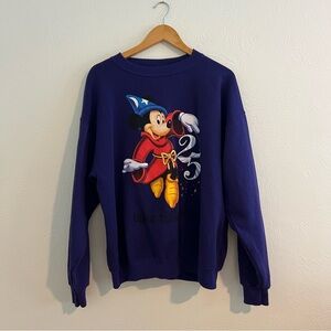 Vintage Disney Parks Mickey Sorcerer Sweatshirt Purple Graphic Crewneck